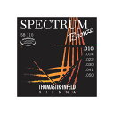 Thomastik-Infeld SB110 Spectrum Bronze 10-50 アコースティックギター弦×3セット。Thomastik-Infeld SB110 Spectrum Bronze 10-50 アコースティックギター弦弦の消耗には多額のコストがかかってしまいます。いつもお気に入りの弦も、演奏するにしたがって音色が劣化してしまうものです。この問題は全てのギタリストにとって共通の悩みではないでしょうか。このThe Spectrum Bronze Series（スペクトラムブロンズシリーズ）は、プロミュージシャンの要求により特別に開発されました。それは、「普段は経済面から妥協しがちな弦だが、レコーディングという記録に残る大切な演奏のためには最高の音質を確保したい。」「最高の晴れ舞台であるコンサートで、卓越したライブパフォーマンス性をもった弦で誰をもあっと言わせたい！」というもの。大切な演奏の時だけ特別な弦を使用する。これで音色への妥協もコスト面もカバーできます。あなたのステータスをさらにもう一段あげることが可能な弦なのです。秘密は、伝統と格式あるThomastik-Infeld独自の製法”Silk inlay techcology"。この独特な方式、”Silk inlay techcology"とはThomastik社の最高技術を導入した巻き弦方式で、この製法によりトーンに素晴らしい暖かみを与えつつ、爆発するような音の切れ味を引き出すことが可能です。バイオリンやコントラバス等のクラシック弦製作では群を抜いているThomastik社だからできる音色を一度体感してみて下さい。1st E Plain Steel .0102nd B Plain Steel .0143rd G Bronze Round Wound .0224th D Bronze Flat Wound .0305th A Bronze Round Wound .0416th E Bronze Round Wound .050※3セットでの販売です。