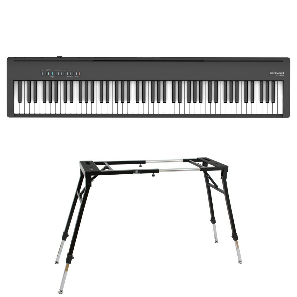 ローランド ROLAND FP-30X-BK Digital Piano ブラック 電子ピアノ キーボードスタンド 2点セット [鍵盤 Dset]