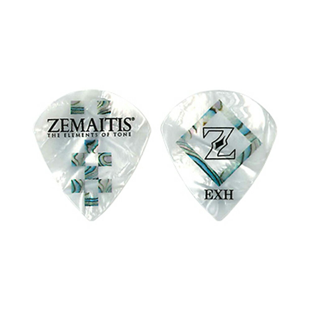 ZEMAITIS ZP19 JZ/EXH 1.2mm ギターピック×20枚ゼマイティスのピック「ZP19 JZ/EXH」は、ゼマイティスのパール・フロント・デザインを基に、洗練されたチェス・モチーフ (表) と象徴的なダイヤモンド・デザイン (裏) を採用しています。アバロンをイメージしたプリントは下地のパールが程よく透けて見えることによりアバロン貝同様に角度によって異なる輝きを再現しています。材質はスタンダードなセルロイド、形状はJazzと呼ばれる先端の尖った小型のシェイプで、厚さはExrtra Heavy (1.2mm) です。素材：セルロイド厚み：1.2mmシェイプ：Jazz※20枚セットでの販売です。