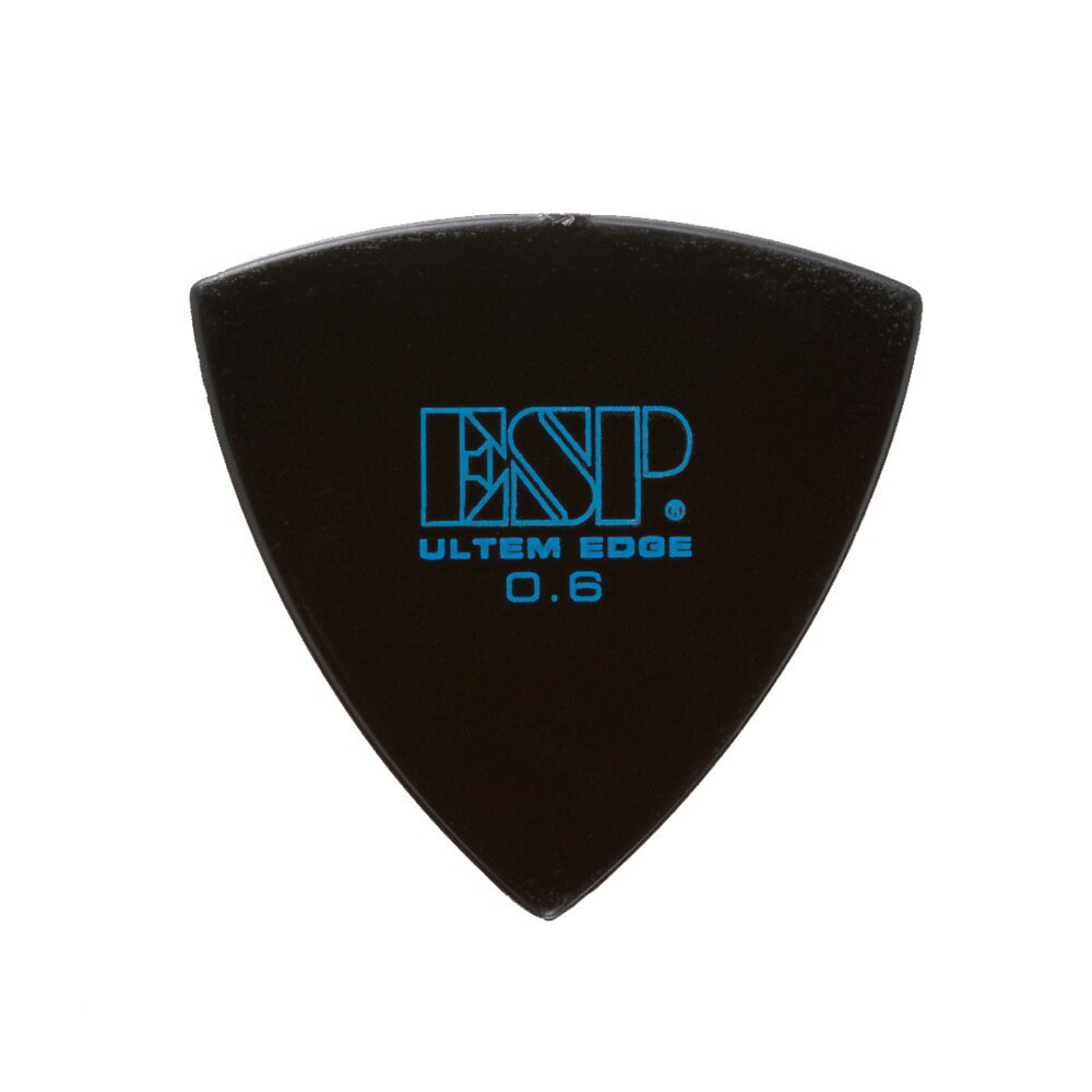 ESP PD-UE06 ULTEM EDGE 0.6mm ギターピック×30枚通常ピックは研磨処理を行いエッジ部分を丸めますが、このEDGEシリーズでは弦に触れる最も重要な部分であるエッジを限りなく残すように製作しています。このエッジ部分が鋭角に立っていることで、弦を弾いた時にアタック音が際立つことなり、また指先で行う弦へのアプローチを忠実に再生することができます。ロゴ部分には滑り止めとして必要最小限のラバーグリップ加工を採用しています。ピックの反りや反発力に影響を与えることはありません。材質：ULTEM厚さ：0.6mmトライアングル型※30枚セットでの販売です。
