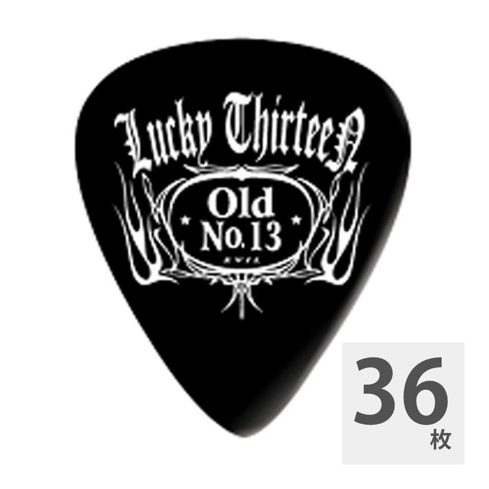 JIM DUNLOP Lucky 13 Old No.13 1.00mm ギターピック×36枚。LUCKY 13は、1991年にカリフォルニアで数人で始めたアパレルメーカーです。音楽、カスタムモーターサイクル、B級ムービー、アート、タトゥなど様々な分野で活動しています。JIM DUNLOP社とのコラボにて生まれたピックです。シェイプ：ティアドロップデザイン：Old No.13厚み：1.00mm※36枚セットでの販売です。