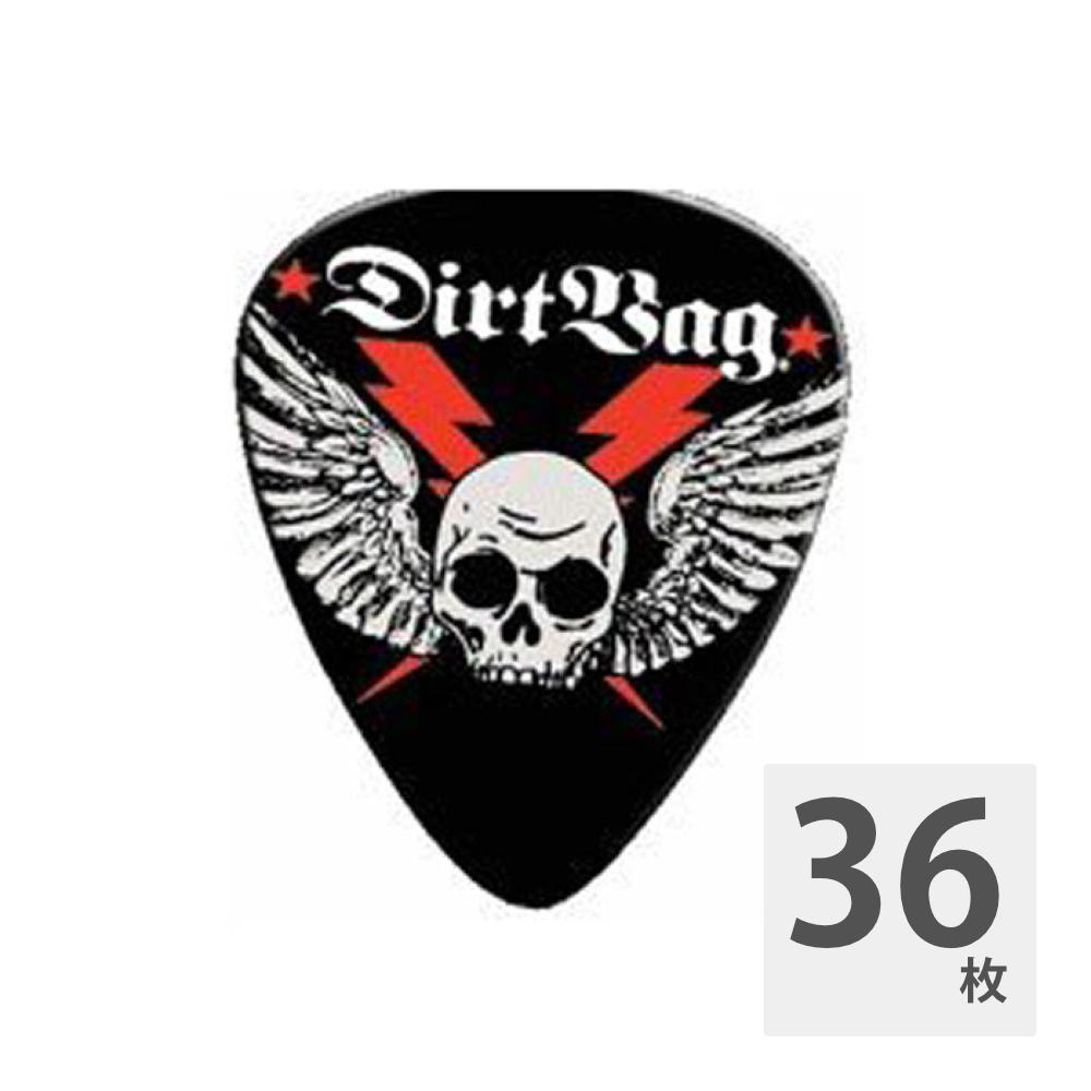 JIM DUNLOP DRB02 Skull & Bolts 1.14mm ギターピック×36枚。Dirtbag PlectrumsDirtbag（ダートバッグ）とのコラボレーションピックです。シェイプ：ティアドロップデザイン：Skull & Bolts厚み：1.14mm※36枚セットでの販売です。