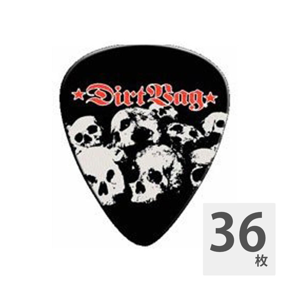 JIM DUNLOP DRB04 Skulls 0.73mm ギターピック×36枚。Dirtbag PlectrumsDirtbag（ダートバッグ）とのコラボレーションピックです。シェイプ：ティアドロップデザイン：Skulls厚み：0.73mm※36枚セットでの販売です。