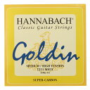 HANNABACH 7251MHT Goldin ミディアムハイテンション 1弦用 バラ弦 クラシックギター弦×3本。HANNABACH 7251MHT Goldin ミディアムハイテンション 1弦用 バラ弦 クラシックギター弦クリアできらびやかながらも、一般的なカーボン弦よりウォームな音色。高音弦の素材はスーパーカーボン（薄い金色）。低音弦は先進技術による高密度・長寿命の芯線と、金メッキを施したニッケル巻線の“ゴールディン”。【Spec】MHT ミディアムハイテンションクラシックギター用バラ弦。1弦×1本のみのバラ弦です※3本セットでの販売です。