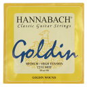 HANNABACH 7255MHT Goldin ミディアムハイテンション 5弦用 バラ弦 クラシックギター弦×3本。HANNABACH 7255MHT Goldin ミディアムハイテンション 5弦用 バラ弦 クラシックギター弦クリアできらびやかながらも、一般的なカーボン弦よりウォームな音色。高音弦の素材はスーパーカーボン（薄い金色）。低音弦は先進技術による高密度・長寿命の芯線と、金メッキを施したニッケル巻線の“ゴールディン”。【Spec】MHT ミディアムハイテンションクラシックギター用バラ弦。5弦×1本のみのバラ弦です※3本セットでの販売です。