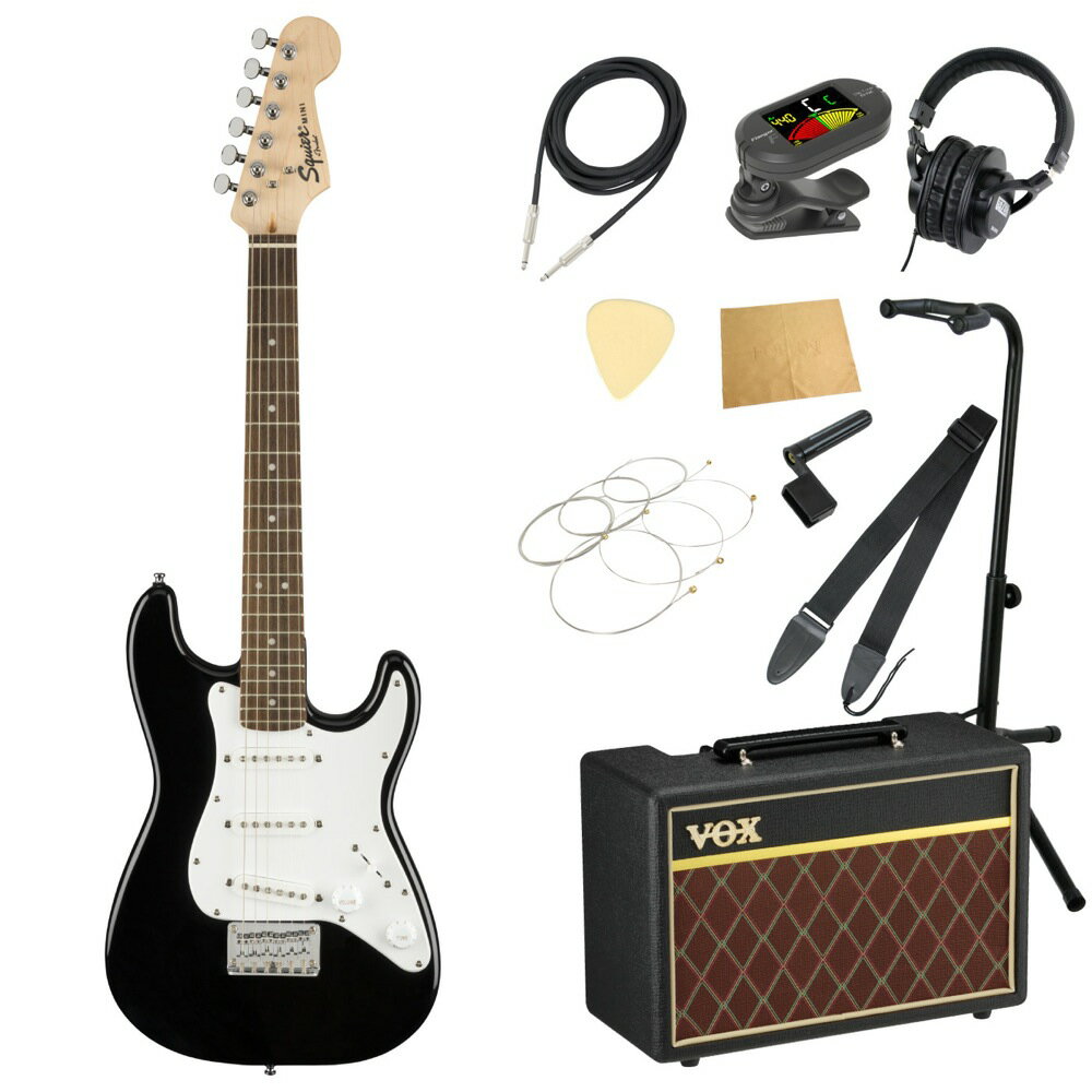 スクワイヤー/スクワイア Squier Mini Strat V2 Black エレキギター VOXアンプ付き 入門11点 初心者セット