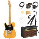 Squier Classic Vibe '50s Telecaster LH MN BTB レフティ エレキギター VOXアンプ付き 入門11点 初心者セット※レフトハンドモデルです。※ギター本体、アンプ以外の小物類に関しては、用途は同じですが掲載画像の製品と異なる場合がございます。あらかじめご了承ください。エレキギターにVOXアンプ「VOX Pathfinder10」、ケーブル、チューナー、ストラップ、換え弦、スタンド、ピック、クロス、ヘッドホン、ストリングワインダーをお付けした11点セットです。Squier Classic Vibe '50s Telecaster LH MN BTB エレキギター50年代初期に誕生したTelecasterを記念するClassic Vibe ‘50s Telecasterは、フェンダーが開発したアルニコシングルコイルピックアップを搭載し、オーセンティックなTelecasterトーンを奏でます。ナロートールフレットを装備した9.5インチラジアス指板のCネックシェイプ、ヴィンテージスタイルのTelecasterブリッジなど、本格的なTelecasterのプレイアビリティをお楽しみいただけます。ヘッドやネックは50年代のTelecasterにインスパイアされた仕上げとなっており、威厳と風格に満ちています。本製品はClassic Vibe ‘50s Telecasterのレフトハンドモデルです。【Spec】Country Of Origin：IDボディ：Pineボディフィニッシュ：Gloss Polyurethaneボディシェイプ：Telecasterネック：Mapleネックフィニッシュ：Tinted Gloss Urethaneネックシェイプ："C" Shapeスケール：25.5" (648 mm)フィンガーボード：Mapleフィンガーボードラジアス：9.5" (241 mm)フレットナンバー：21Frets Size：Narrow Tallナット：Boneナット幅：1.650" (42 mm)ポジションインレイ：Black Dotトラスロッド：Head Adjustブリッジピックアップ：Fender Designed Alnico Single-Coilネックピックアップ：Fender Designed Alnico Single-Coilコントロール：Master Volume, Master Toneピックアップスイッチ：3-Position Blade: Position 1. Bridge Pickup, Position 2. Bridge and Neck Pickups, Position 3. Neck Pickupピックアップコンフィギュレーション：SSブリッジ：3-Saddle Vintage-Style Strings-Through-Body Tele with Chrome Barrel Saddlesハードウェアフィニッシュ：Nickelチューニングマシーン：Vintage-Styleピックガード：1-Ply Blackコントロールノブ：Knurled Flat-Topカラー：Butterscotch Blonde---------------●セット内容・エレキギター本体・ギターアンプ・ギターケーブル・チューナー・ギターストラップ・ギター弦・ギタースタンド・ギターピック×10枚・ヘッドホン・クロス・ストリングワインダー