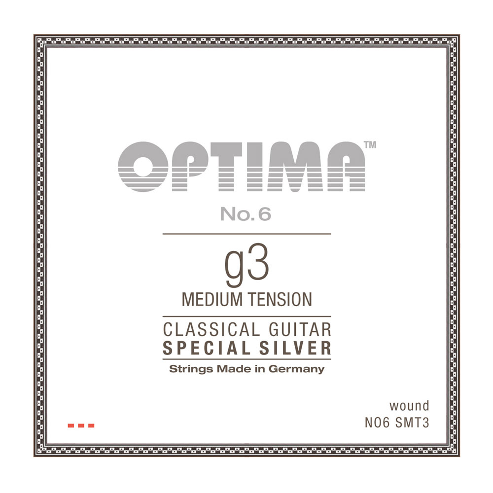 Optima Strings NO6.SMT3 No.6 Special Silver G3 Medium 3弦 バラ弦 クラシックギター弦×3本。Optima Strings NO6.SMT3 No.6 Special Silver G3 Medium 3弦 バラ弦 クラシックギター弦クリアで弾力性のあるサウンドが特徴のスペシャルシルバーシリーズ。・クラシックギター用バラ弦・ミディアムテンション・3弦：G・巻弦※3弦×1本のみのバラ弦です。※3本セットでの販売です。