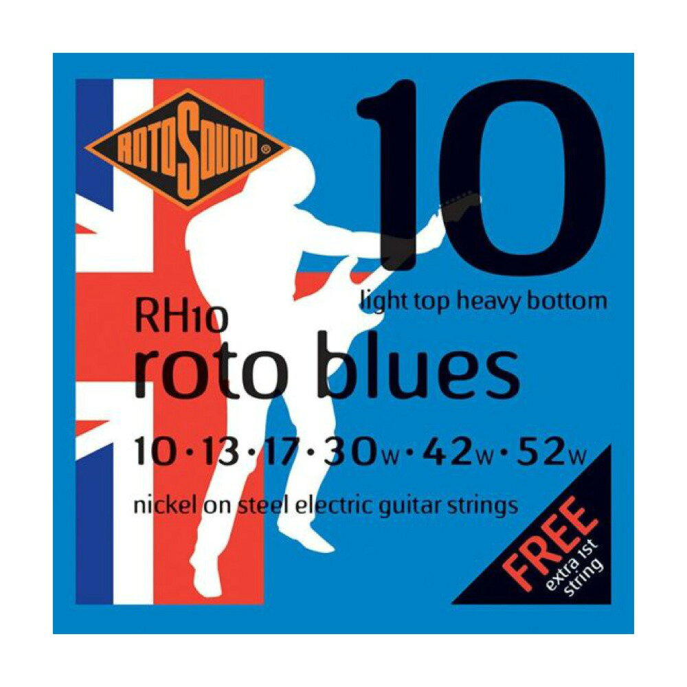 ロトサウンド ギター弦 6セット RH10 Roto Blues NICKEL LIGHT TOP HEAVY BOTTOM 10-52 エレキギター弦×6セット ROTOSOUND