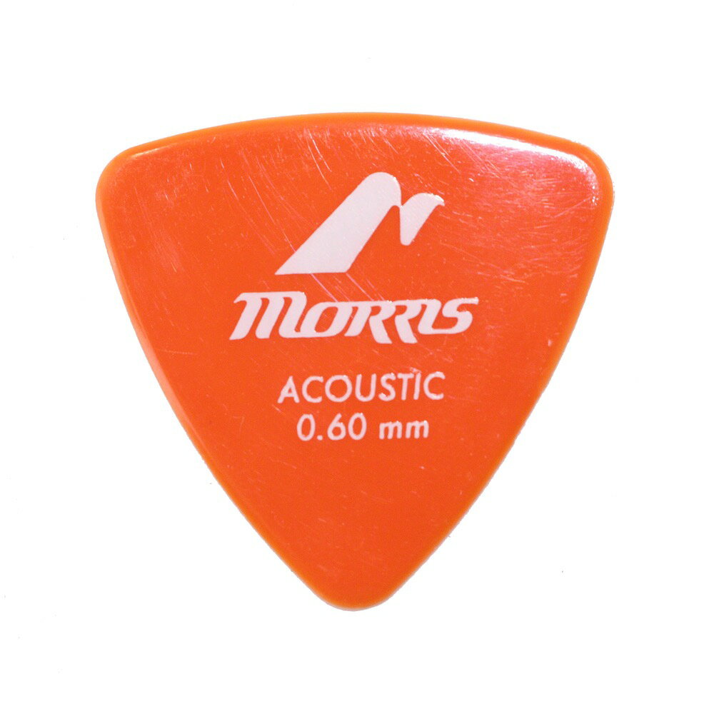 MORRIS DELRIN Orange 0.6mm Triangle ギターピック×12枚。MORRIS DELRIN Orange 0.6mm Triangle ギターピック米ジム・ダンロップ社製デルリン素材によるトライアングル型ピックです。耐久性抜群。シェイプ：トライアングル型（オニギリ型）厚さ：0.6mmカラー：オレンジ※12枚セットでの販売です。