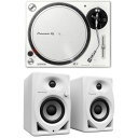 Pioneer DJ PLX-500-W White ターンテーブル レコードプレーヤー リスニングセット Pioneer DJ DM-40D-W付きセットPioneer(パイオニア)のダイレクトドライブターンテーブル『PLX-500』にパワードモニタースピーカー『DM-40D』をお付けしたセット商品となります。セット内容：・Pioneer DJ PLX-500-W White ターンテーブル レコードプレーヤー・Pioneer DJ DM-40D-W White パワードモニタースピーカー 1ペア（2台） ホワイト 白---------------Pioneer DJ PLX-500-W White ターンテーブル レコードプレーヤーDIRECT DRIVE TURNTABLE (white)高品位なアナログレコードサウンドでDJプレイが可能なダイレクトドライブターンテーブル。ターンテーブルを含むプロフェッショナルDJ機器の開発で培った経験と高音質技術を活かし、自宅で手軽に高品位なアナログレコードサウンドを楽しむことが可能かつDJプレイ可能なダイレクトドライブターンテーブルです。近年アナログレコードならではの温かく柔らかな質感の音源を楽しむ方が、若い世代を中心に増えており、アナログレコードを中心にしたミュージックライフが注目を集めています。一方、DJ市場でも、アナログレコードの音質やアナログターンテーブルの操作感、プレイスタイルへのこだわりからアナログターンテーブルは根強い人気があり、2014年9月に発売したプロフェッショナルターンテーブル「PLX-1000」は、音質と操作性にこだわるプロフェッショナルDJ/クラブから高い評価をいただき、世界中で使用されています。「PLX-500-K,W」はこの「PLX-1000」の音質設計思想を踏襲し、幅広い方にアナログレコードを楽しんでもらえるための機能を備えたモデルになります。【主な機能】●プロフェッショナルターンテーブルの設計思想を踏襲し高品位なアナログレコードサウンドを実現。プロフェッショナルターンテーブル PLX-1000 の音質設計思想を踏襲しています。針先からPHONO/LINE出力までの経路を最短に設計することで、アナログレコードの本来持つ音質を忠実に再現します。またPHONO出力だけでなくLINE出力に対応していますので、パワードスピーカーと直接接続するだけで高品位なアナログレコードサウンドを手軽に楽しむことができます。●アナログレコードをデータ化し外出先でも楽しむことができる簡単デジタル録音。本機のUSB-B端子とPC/Macを直接接続し、アナログレコード音源をデータ化してPC/Macに録音することが可能です。録音の際は無償の音楽管理アプリケーション rekordbox (Ver.4.2.1以降) の録音機能を使うことにより、簡単な操作でデジタル録音することが可能です。これにより、お手持ちのアナログレコードを簡単にデータ化して保管することができ、モバイルデバイス等で外に持ち出して聴くことが可能となります。●DJプレイを可能にするダイレクトドライブターンテーブル。ハイトルクダイレクトドライブ方式を採用していますので、2台の PLX-500 とDJミキサーを組み合わせることで楽曲のミックスやスクラッチなどのDJプレイが可能です。また、rekordbox dvs (有償) 対応のDJミキサーと組合せることで、Control Vinylを使用しPC/Mac内のデータ音源をDJプレイすることも可能となります。●レコードジャケットを立てかけられるダストカバー。開いたダストカバーにレコードジャケットをディスプレイできる設計を施しました。これによりレコードジャケットを鑑賞しながらアナログレコードサウンドをお楽しみ頂けます。【Specifications】■付属品ターンテーブルスリップマットジャケットスタンド付ダストカバーEPレコード用アダプターバランスウェイトヘッドシェル (カートリッジ付属)シェルウェイト電源コードUSBケーブルオーディオ変換ケーブル (ステレオピンプラグ(メス)-ステレオミニプラグ(オス))取扱説明書■主な仕様幅：450 mm高さ：159 mm奥行き：368 mm本体質量：10.7 kg■Turntables駆動方式：サーボ式ダイレクトドライブターンテーブル：アルミダイキャスト　直径：332mmモーター：3相ブラシレスDCモーターブレーキシステム：電子ブレーキ回転数：33 1/3, 45, 78 rpm回転数調整範囲：±8 %ワウ・フラッター：0.15 %以下WRMSS/N比：50 dB起動トルク：1.6 kg・cm 以上起動時間：1 秒以下 (33 1/3 rpm時)■トーンアームタイプトーンアームタイプ：：ユニバーサルタイプS字型トーンアーム：ジンバルサポート型軸受構造：スタティックバランス型オーバーハング：16 mm有効長：230.5 mmトラッキングエラー：3°以内アーム高さ調節範囲：6 mm針圧可変範囲：0-4 g (1目盛 0.1 g)適正カートリッジ質量：＜ 9.5 gCartridge type：VM■ターミナルUSB：1 USB B端子出力端子：1 PHONO/LINE (RCA)---------------Pioneer DJ DM-40D-W White パワードモニタースピーカー 1ペア（2台） ホワイト 白DMシリーズは、「DM-40」の基本性能をアップデートし、細部まで聞き取りやすいなめらかさやバランスと、臨場感あふれるパワフルな低域表現を両立させるような音質にしました。DJや楽曲制作をこれから始める方でも、用途や環境に応じてDJモードとPRODUCTIONモードをノブ1つの操作で切り替えて、音質を簡単に変化させることができます。主な特徴より高品質な音を実現する、進化した音響設計1. クラスDアンプ音の歪みを抑え、より力強い音とバランスのとれた音を実現するクラスDアンプと高処理レートの96kHzサンプリングDSPを搭載しました。2. DECOディフューザートゥイーター部に採用した音の指向性を広げるDECO技術による凸形状ディフューザーが進化したことにより、前モデルのDM-40より広いスイートスポットと立体感のある音像を実現します。3. タイムアライメント4インチのウーファーとトゥイーターの前後の距離差を調整したことで、再生音の帯域間の位相ズレが軽減され、くっきりとした正確な音像を再現します。4. Groove技術バスレフダクトの開口部には、DM-40に搭載されているクリアな低音を再生する当社独自のGroove技術を採用することで、壁などの反射の影響を受けずに迫力のある低音を実現します。キャビネットのフロント部を曲面にすることで、キャビネット表面での不要な音の干渉を抑制して、広がりのある高域再生を実現します。5. 4インチウーファー4インチウーファーにより、音量を上げても音がひずむことなく迫力のある音像を再現します。DJや楽曲制作に対応する、2つのサウンドモード用途や環境に合わせてお好みの音を選択できる2つのサウンドモードを搭載しました。ノブ1つの操作でDJモードとPRODUCTIONモードに切り替えることができるため、簡単に最適な音を使い分けることができます。多様なインターフェイスと快適な操作性RCA端子とステレオミニ端子を搭載しました。DJ機器をはじめ、より多くの機器との接続が可能になりました。 フロント部にヘッドホン出力端子が配置されているため、ヘッドホンの取り外しを快適に行うことができます。同様にボリュームノブもフロント部に搭載されているため、後ろに手を伸ばす手間を省き、容易に音量の調整が行えます。主な機能・形式2wayバスレフ型アクティブモニタースピーカー・トゥイーター3/4インチ（19 mm）ソフトドーム・ウーファー4インチグラスファイバーウーファー・付属品電源コード,オーディオ変換ケーブル ( 3.5 mm ステレオミニプラグ ー RCA ),スピーカーコード,ボトムクッション,クイックスタートガイド,使用上のご注意,Warranty主な仕様・最大外形寸法 (W x H x D)Lch: 146 x 227 x 223 mm / 5.75” x 8.94” x 8.78”Rch: 146 x 227 x 212 mm / 5.75” x 8.94” x 8.35”・本体質量Lch: 2.5 kg / 5.5 lbs.Rch: 2.2 kg / 4.9 lbs.・アンプ出力(ダイナミックパワー)Lch: 19 W / 4 ΩRch: 19 W / 4 Ω・インピーダンス10 kΩ・エンクロージャーバスレフ型・エンクロージャー材質MDF ビニールラミネート・消費電力25 W・待機時消費電力 ( スタンバイ状態 )0.3 W 以下ターミナル・入力端子RCA pin jack x 1 (アンバランス入力)3.5 mm stereo mini jack x 1 (アンバランス入力)・出力端子3.5 mm stereo mini jack x 1