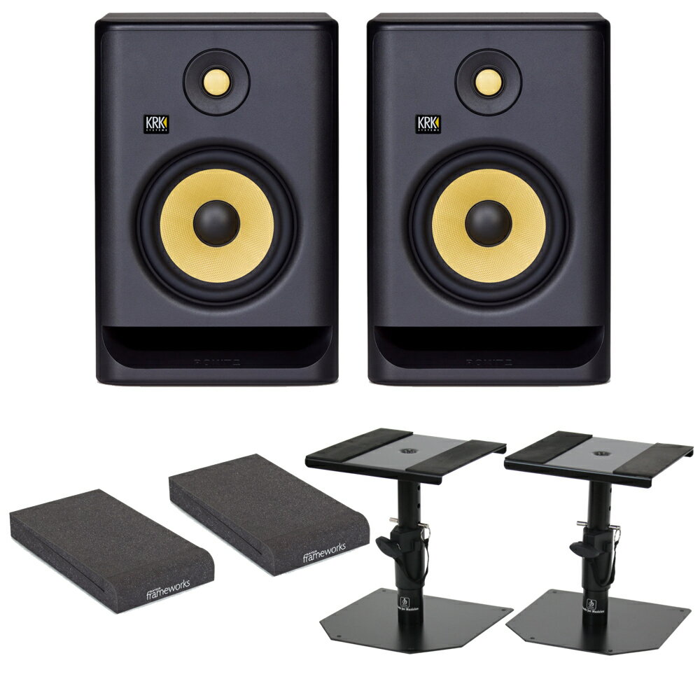 KRK SYSTEMS RP7G4 ROKIT G4 パワードモニタースピーカー×2本（ペア） スピーカースタンド アイソレーションパッド付きセット