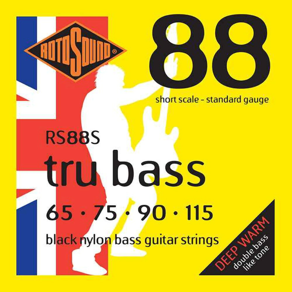 ROTOSOUND RS88S TRU BASS 88 NYLON TAPEWOUND MEDIUM 65-115 エレキベース弦×2セット。ROTOSOUND RS88S TRU BASS 88 NYLON TAPEWOUND MEDIUM 65-115 エレキベース弦RS88Sは、760mm(30インチ)ショートスケールのエレクトリック・ベース弦です。アップライトベースのメロウなサウンドを再現するため、1962年にフラットワウンドのブラックナイロン・リボンを使用し特別にデザインされ、特許を取得したロトサウンドのTru Bass弦は、あらゆるスタイルのプレーヤーたちに受け入れられてきました。元々はジェームズ・ハウによってバーンズのBlack Bisonベースに適合するように考案されたTru Bass弦。エレクトリックベースから生み出されるトーンとしてはコントラバスのトーンに最も近いかもしれません。●Made in United Kingdom・String Gauges: .065 / .075 / .100 / .115・Material: Nylon on Steel Tapewound・Tone: Warm・Output: Low※2セットでの販売です。
