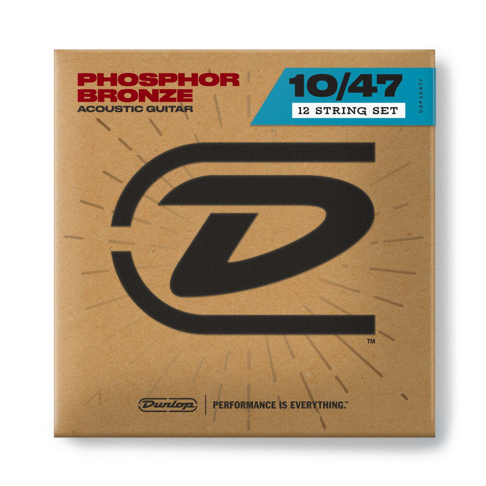 JIM DUNLOP PHOSPHOR BRONZE DAP1047J Light 12弦アコースティックギター弦×3セット。Dunlop弦はカリフォルニアで製造され、いまや、USAの多くのミュージシャンに評価され、演奏されています。PHOSPHOR BRONZE 12弦用 アコースティックギター弦Lightゲージ： 10/10, 14/14, 23/08, 30/12, 39/18, 47/27※3セットでの販売です。