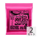 【2セット】 エレキギター弦 ERNIE BALL 09-42 Super Slinky (2223) アーニーボール スーパースリンキーERNIE BALL（アーニーボール）#2223 Super Slinky（スーパースリンキー）・ゲージ：09-42（.009, .011, .016, .024w, .032, .042）・2セットでの販売です。スリンキーシリーズのスーパースリンキーは、ジミー・ペイジ、ジェフ・ベック、アンガス・ヤングなど多くのギタリストに愛用されています。スリンキーシリーズはスズメッキヘックススティールコア（六角形をした芯線）にニッケルメッキスティールワイアーを巻いたワウンド弦と、高硬度スズメッキハイカーボンスティールのプレーン弦を組み合わせたギター弦です。癖がなくバランスのとれたサウンドは、ジャンルを問わず幅広く使用できます。