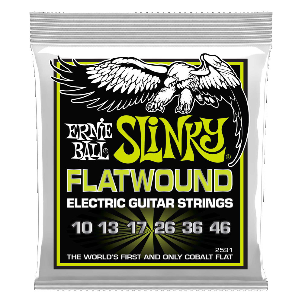 ERNIE BALL アーニーボール 2591 Flatwound Regular Slinky 10-46（3弦プレーン） フラットワウンド エレキギター弦 レギュラースリンキー×3セット