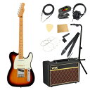 Fender フェンダー Player Plus Nashville Telecaster 3TSB エレキギター VOXアンプ付き 入門11点 初心者セット※ギター本体、アンプ以外の小物類に関しては、用途は同じですが掲載画像の製品と異なる場合がございます。あらかじめご了承ください。エレキギターにVOXアンプ「VOX Pathfinder10」、ケーブル、チューナー、ストラップ、換え弦（.009-.042）、スタンド、ピック、クロス、ヘッドホン、ストリングワインダーをお付けした11点セットです。Fender Player Plus Nashville Telecaster 3TSB エレキギターPlayer Plus Nashville Telecasterは、クラシックなフェンダーデザインにプレイヤーを意識した実用的な機能とエキサイティングなフィニッシュを融合させ、優れた演奏体験と紛れもないスタイリングを提供します。本モデルは、3基のPlayer Plus Noiselessピックアップを装備し、ハムノイズを抑制したウォームで甘いTelecasterトゥワングトーンに加え、Stratocasterのようなハーフトーンを提供します。トーンコントロールはプッシュ／プル仕様となっており、スイッチポジション1と2にの際にネックピックアップを追加することができ、多彩なサウンドを実現します。サテンフィニッシュのModern "C "シェイプPlayer Plus Teleネックは、手にぴったりとフィットし、滑らかなエッジのロールオフ処理が心地よさを提供します。12インチラジアス指板と22本のミディアムジャンボフレットはリードプレイに適しており、弦落ちを気にすることなく、アグレッシブなベンディングを可能にします。モダンな仕様の6連ブロックスチールサドル付きTelecasterブリッジがブライトさを付与し、ロッキングチューナーが抜群のチューニングの安定性と容易な弦交換を実現します。フェンダーの伝統的なスタイル、先進的なパフォーマンス、そして魅力的なフィニッシュを備えたPlayer Plus Nashville Telecasterは、あなたのクリエイティビティを刺激し、ワンランク上のプレイをサポートします。【スペック】・カラー：3-Color Sunburst・原産国：MX・オリエンテーション：Right-Hand・シリーズ：Player Plus・Fingerboard Material：Maple・フィンガーボードラジアス：12" (305 mm)・ネックフィニッシュ：Satin Urethane・ネック：Maple・ネックシェイプ：Modern "C"・フレット数：22・ナットの素材：Synthetic Bone・ナット幅：1.685" (42.8 mm)・ポジションインレイ：Black Pearloid Dot・サイドドット：・ナット：Synthetic Bone・ボディ：Alder・ボディフィニッシュ：Gloss Polyester・ボディ素材：Alder・ボディシェイプ：Telecaster・ブリッジ：6-Saddle String-Through-Body Tele with Block Steel Saddles・コントロールノブ：Knurled Flat-Top・ハードウェアフィニッシュ：Nickel/Chrome・ピックガード：3-Ply Mint Green・Pickup Covers：Neck: Chrome; Bridge: Black・Strap Buttons：Vintage-Style・ストリング：Fender USA 250LR Nickel Plated Steel (.009-.046 Gauges), PN 0730250404・Switch Tip：Black・チューニングマシーン：Deluxe Cast/Sealed Locking (all short posts)・Auxiliary Switching：Push/Pull Switch On Tone Adds Neck Pickup To Positions 1 and 2・ブリッジピックアップ：Player Plus Noiseless Tele・コントロール：Master Volume, Master Tone・ミドルピックアップ：Player Plus Noiseless Strat・ネックピックアップ：Player Plus Noiseless Tele・ピックアップコンフィギュレーション：SSS・Switching：5-Position Blade: Position 1. Bridge Pickup, Position 2. Bridge and Middle Pickup, Position 3. Middle Pickup, Position 4. Middle and Neck Pickup, Position 5. Neck Pickup・ケース付き---------------●セット内容・エレキギター本体・VOX Pathfinder10 ギターアンプ・シールドケーブル・クリップチューナー・ストラップ・エレキギター弦（.009-.042）・ギター/ベーススタンド・ピック・ヘッドホン・ケアクロス・ストリングワインダー