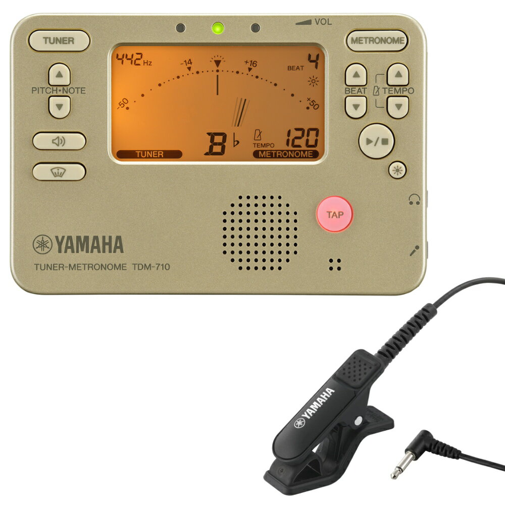 チューナー メトロノーム ヤマハ YAMAHA TDM-710GL ゴールド ＆ TM-40BK 吹奏楽 管楽器 弦楽器 ブラスバンド オーケストラ チューナー ＆ マイク セット