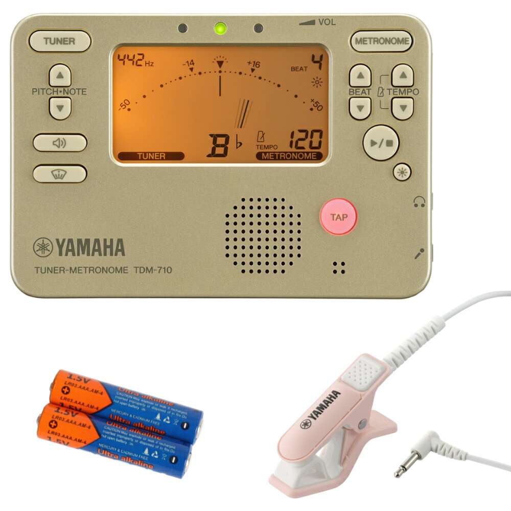 チューナー メトロノーム ヤマハ YAMAHA TDM-710GL ゴールド ＆ TM-40PK 単4乾電池付き 吹奏楽 管楽器 弦楽器 ブラスバンド オーケストラ チューナー ＆ マイク セット