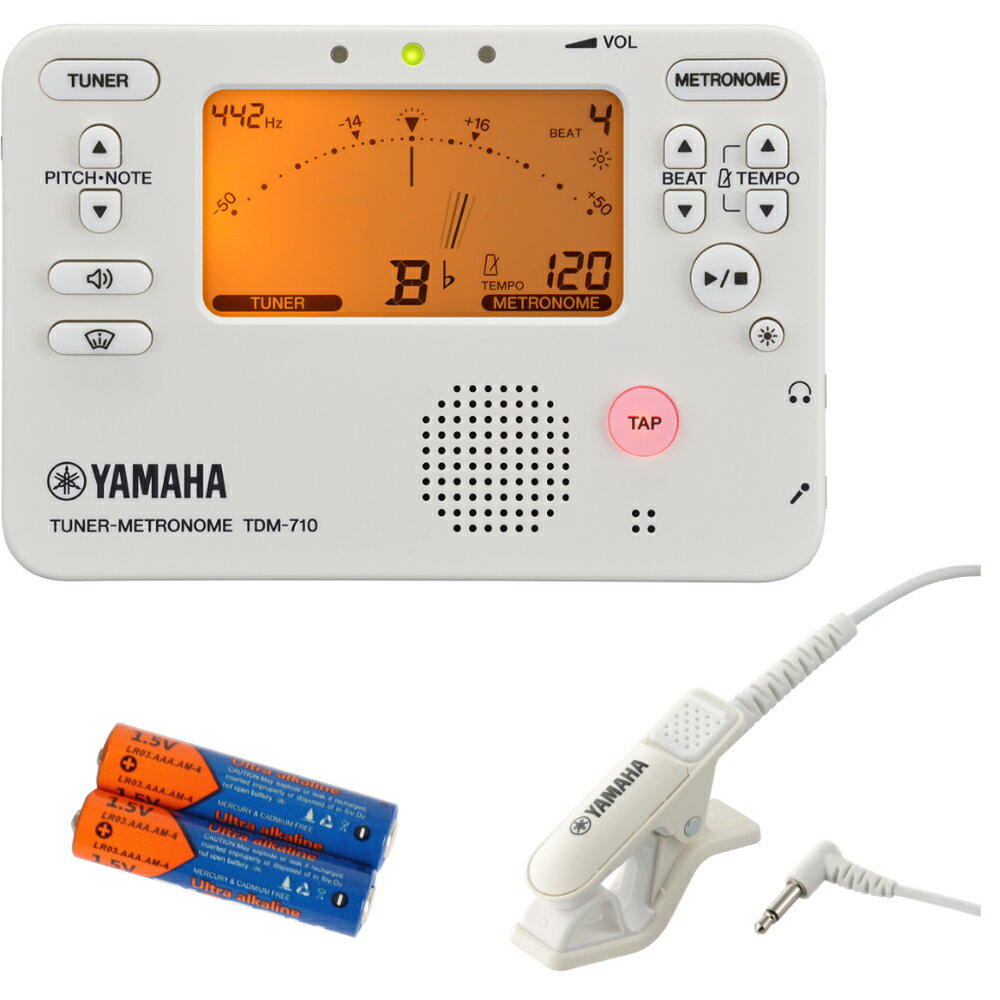 チューナー メトロノーム ヤマハ YAMAHA TDM-710IV アイボリー ＆ TM-40IV 単4乾電池付き 吹奏楽 管楽器 弦楽器 ブラスバンド オーケストラ チューナー ＆ マイク セット