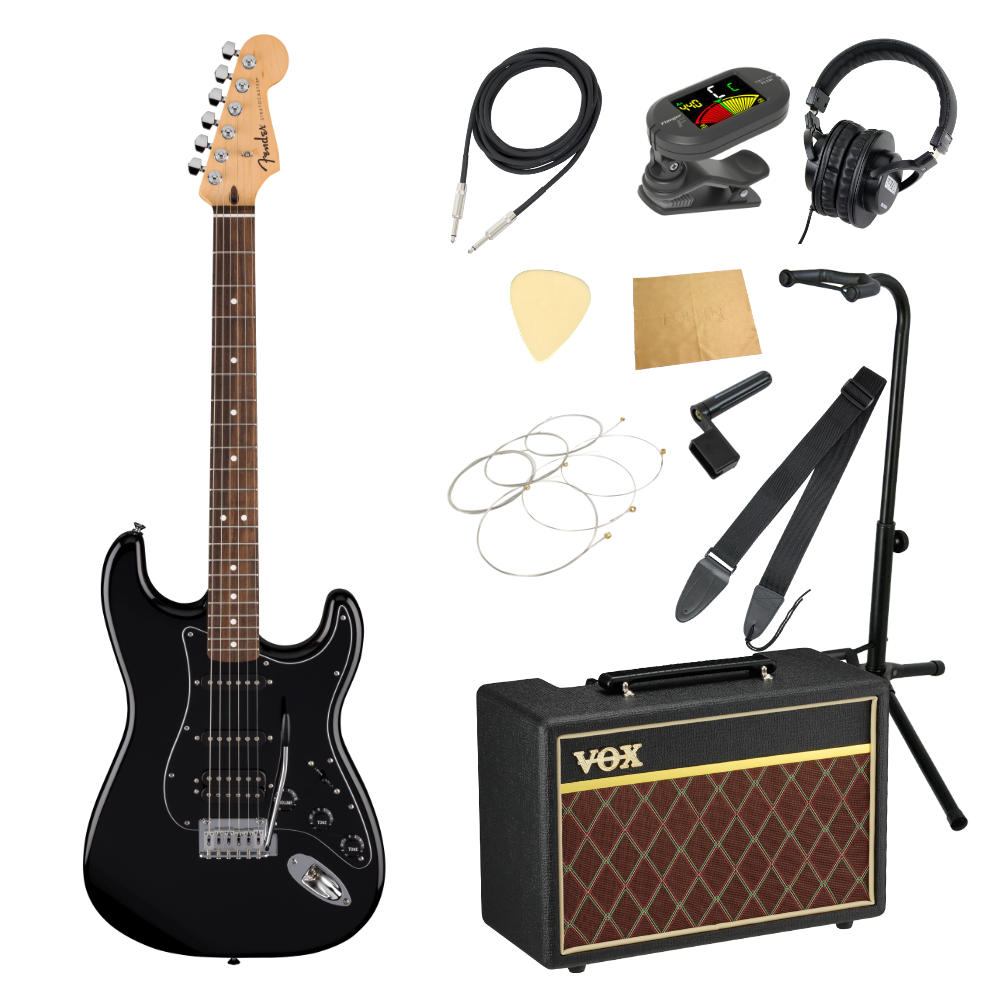 Beginner'S Set - Fender フェンダー Standard Stratocaster HSS LRL BPG BLK エレキギター ストラトキャスター VOXアンプ付き 入門11点 初心者セット