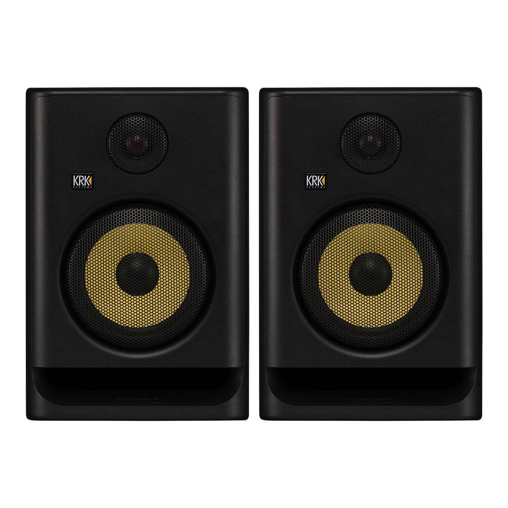 KRK SYSTEMS RP7G5 ROKIT G5 パワードモニタースピーカー ×2本セット（1ペア）※本製品のインナーカートンを開封した所に黒色のスポンジが封入されております。こちらは梱包材ではなく、最適なリスニング角度調整を可能にするアイソレーション用フォームパッドとなります。フォームパッドはパーツとして単体で購入する事が出来ないため、誤って捨ててしまわれないようご注意ください。ROKIT G5KRK ROKIT G5は、Kevlar アラミドファイバーウーファーにシンプルなシルクドームツイーターを組み合わせたパワードモニタースピーカーです。パッケージには、最適なリスニング角度調整を可能にするアイソレーション用フォームパッド、2種類のフェイスプレートを同梱しています（出荷時グリルフェイスプレート装着済）。さらに視認性の優れたDSP駆動のイコライザー、リミッター搭載のカスタムアンプなど、あらゆる作業環境に対応する機能を搭載しています。【主な特長】・Kevlar製ウーファー & シルクドームツィーター・最適なリスニング角度調整を可能にするアイソレーション用フォームパッド・2種類のフェイスプレート・リミッター内蔵の高効率Class-Dパワーアンプ・液晶ディスプレイ表示のDSPによるイコライジング●3つのボイシング・モード：ROKIT G5には3つのボイシング・モードが用意されています。・ミックス・モード：フラットな周波数特性と位相特性を持つミックス・モードは、ミキシング、マスタリング、クリティカル・リスニングに最適です。・クリエイト・モード：よりインスピレーションに富んだボイシングで、作曲、プロデュース、カジュアルなリスニングに最適です。・フォーカス・モード：ボーカルやほとんどの楽器が最もエネルギーを持つ中音域をクリティカルに分析するための、ミッドにフォーカスしたボイシングです。【技術仕様（RP7G5）】・7インチウーファー・周波数特性：45 Hz - 36 kHz・最大SPL 110 dB・最大出力 HF 48 W / LF 97 W・クロスオーバー周波数：1.64 kHz・XLRバランス / 1/4インチTRS コンボ・高さ：339 mm・横幅：225 mm・奥行き：290 mm・重量：7.65 kg2本セット（1ペア）での販売です。