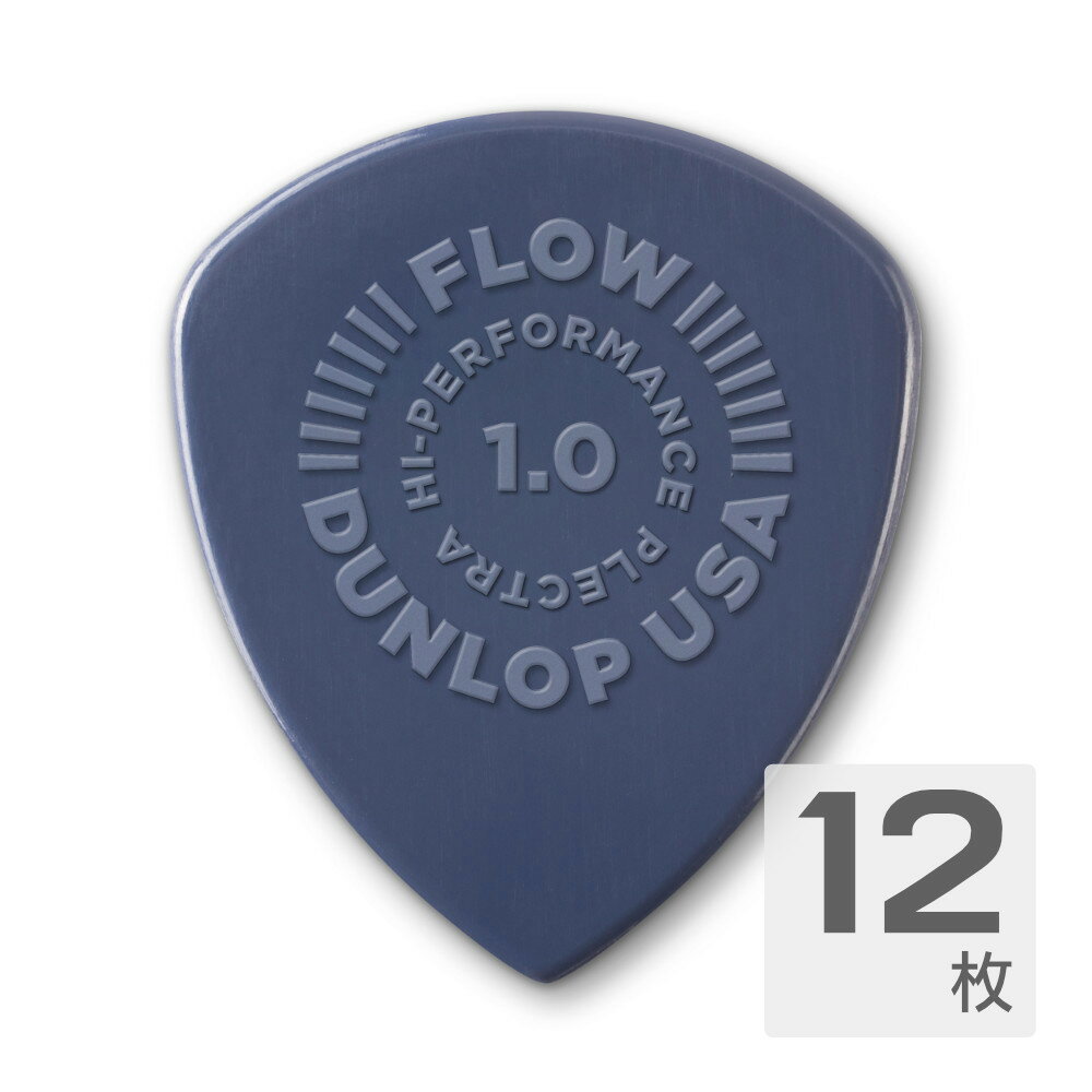 Jim Dunlop ジムダンロップ FLOW NYLON PICK 541B1.00 ギターピック×12枚。革新的な形状と伝統的な素材が融合するFLOW NYLONFLOW NYLON PICKは、革新的な形状のFLOWピックに、ナイロン特有の丸みのあるサウンドとやわらかな弾き心地をプラスした、まったく新しいピックです。FLOWの形状に合わせて独自に配合したナイロン素材を使用し、ワイドなグリップ、シャープなティップのFLOW PICKのデザインはそのままに、ベベル・エッジやグリップ・パターンのデザインを再設計。より高いホールド感と、正確なピッキングを実現しました。厚さ：1.0※12枚セットでの販売です。