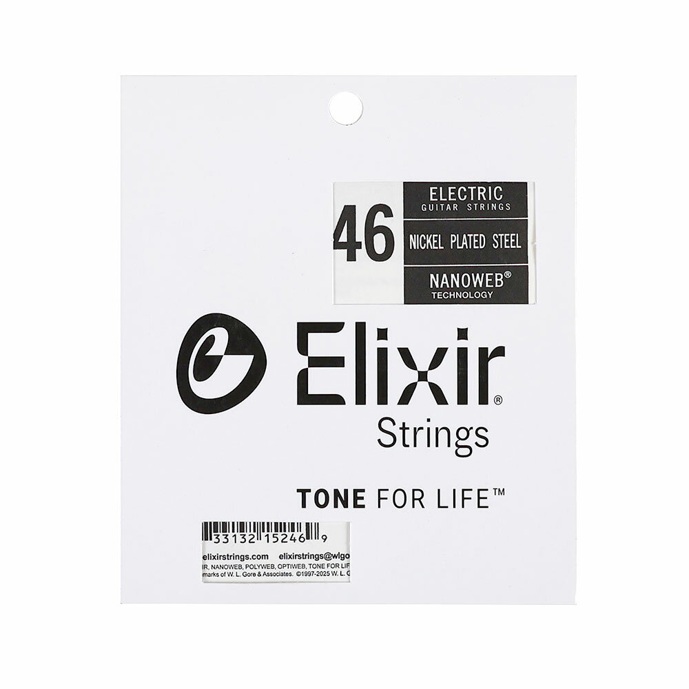 エリクサーのNANOWEBコーティング弦です。ゲージは046になります。主にエレキギターの6弦用として使用します。4本セットでの販売です。