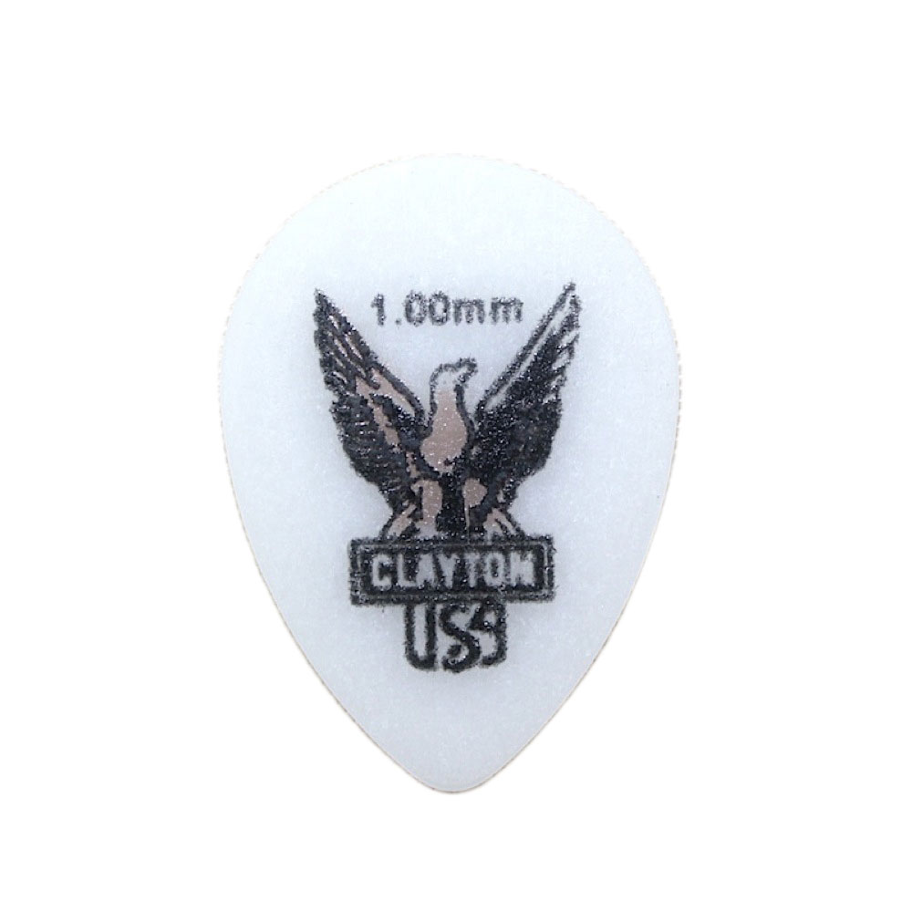 Clayton USA Acetal Polymer 1.00mm スモールティアドロップ ギターピック×12枚ACETAL POLYMERは、ピックとして最適な素材です。暖かみのあるクリアーな倍音が得られ、耐久性に優れているため、ピッキング等によるキズにも強いです。また、表面は滑りにくいマット仕上げになっています。シェイプ：スモールティアドロップ厚さ：1.00mm※12枚セットでの販売です。
