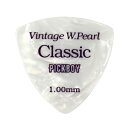 PICKBOY GP-24/100 Vintage Classic White Pearl 1.00mm ギターピック×10枚ピックボーイ・ヴィンテージクラシックホワイトパールシリーズのギターピックです。セルロイド製ピックは、PICKBOYが創業以来製造している代表的な素材のピックです。昔からこの素材が好きという方も多く、オールラウンドに使用できる万能なピックです。・材質：セルロイド・厚み：1.00mm・形状：トライアングル（おにぎり型）・カラー：ホワイトパール※10枚セットでの販売です。　