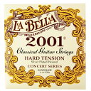 La Bella 2001 Hard Tension クラシックギター弦La Bella社はギタリストからよりすぐれたレスポンス、クリアーでサスティンを備えた弦を求められ数年にわたるポリマー専門技術者との共同研究の結果、Nylon202という高音弦用の単糸ナイロンを開発。低音弦はナイロン単糸芯線と巻き線の比率を改良しクリアで豊かなサスティンを作り出しています。これらの独創的な設計により正確なピッチと各弦が一貫して同じトーンを持つバランスに優れた弦として製品化されたのが2001シリーズのCLASSIC弦です。La Bella 2001 Hard Tension（39.25kg）clear nylon trebles / silver plated basses3セットでの販売です。