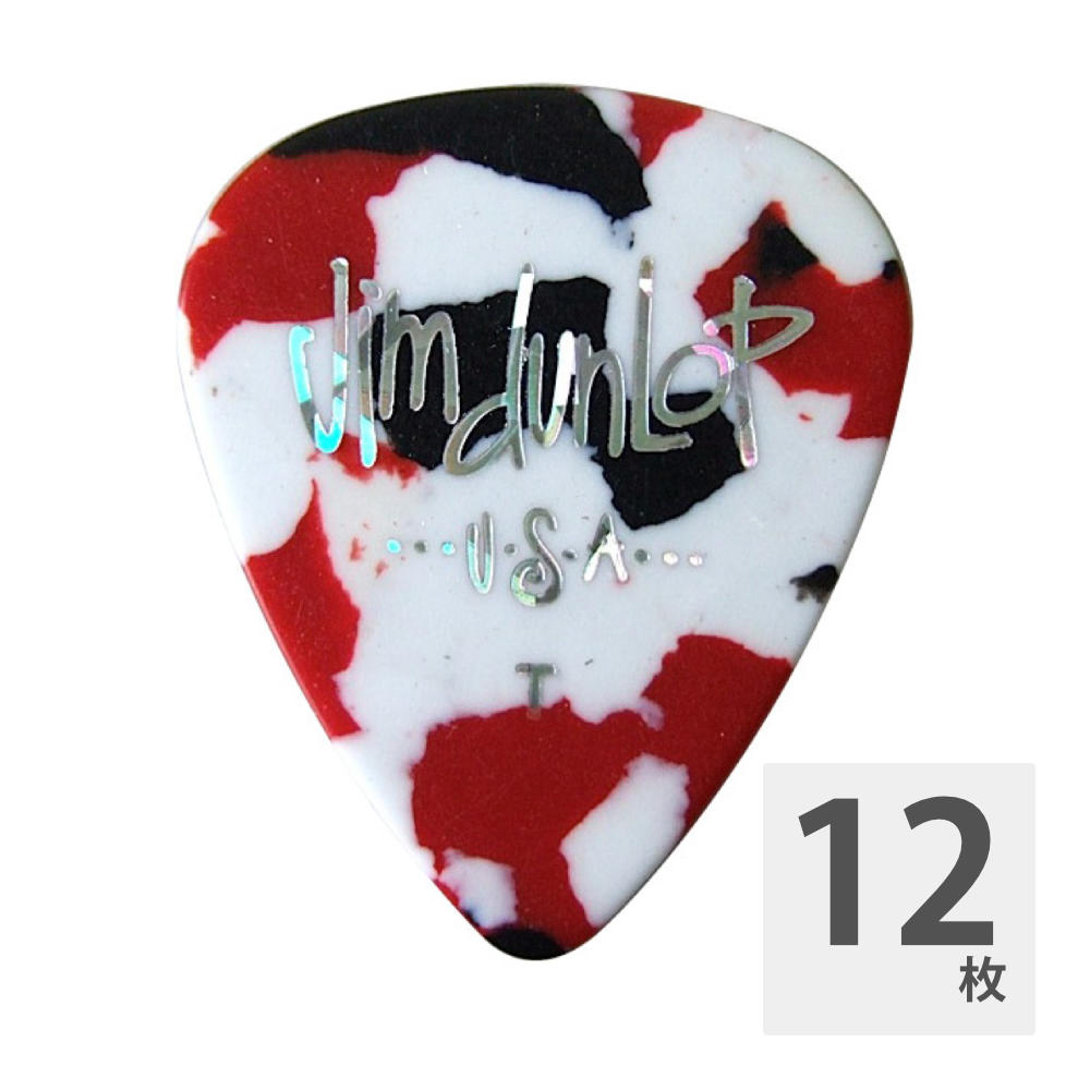 JIM DUNLOP GENUINE CELLULOID CLASSICS 483/06 Thin ギターピック×12枚です。※製造時期によりロゴデザインが、掲載画像と異なる場合がございます。あらかじめご了承下さい。ジムダンロップ セルロイドクラシックのピックです。ゲージ：Thinカラー：コンフェッティ12枚での販売となります。