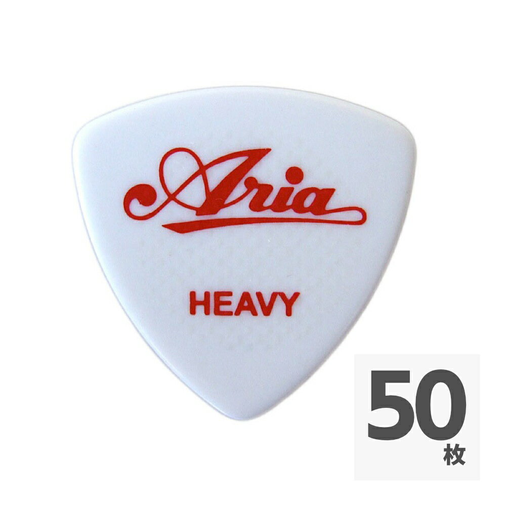 ARIA RUBBER GRIP HEAVY WH×50枚 ピック両面にドットラバーの滑り止めが円形に施された、ラバーグリップピックです。素材：セルロイド形状：トライアングルピックカラー：ホワイトロゴカラー：レッドHEAVY（1.0mm）50枚セットでの販売です。