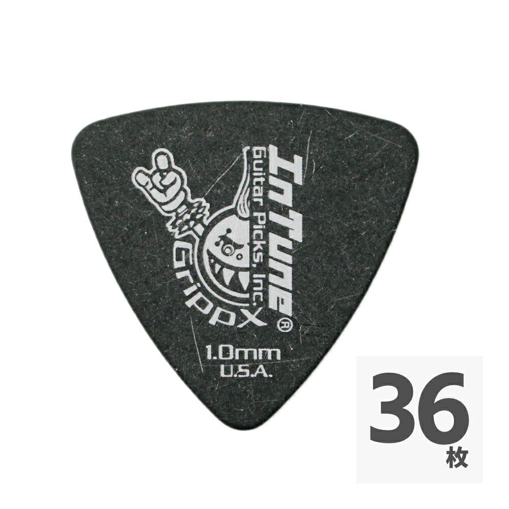 In Tune Guitar Picks（イン・チューン・ギターピック）DGP2-B100 GrippX-XXXb 1.00mm Black ピック×36枚イン・チューン・ギターピックは、米国バージニア州で2000年に創業したピック専門メーカーです。とことんハイ・クオリティーにこだわった業界屈指の高精度ピックを製造しており、数多くのプロミュージシャンのカスタムプリント・ピックも手がけています。GrippX-XXXb Guitar Picks -デルリン素材 / トライアングル・シェイプブラック・デルリンに独自のマットフィニッシュを施し、非常に優れた グリップを実現。36枚セットでの販売です。シェイプ：トライアングル厚さ：1.00mmカラー：Black