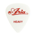 ARIA RUBBER GRIP Tear Drop HEAVY WH×10枚 ギターピック両面にドットラバーの滑り止めが円形に施された、ラバーグリップピックです。素材：セルロイド形状：ティアドロップ（スタンダード）ピックカラー：ホワイトロゴカラー：レッドHEAVY（1.0mm）10枚セットでの販売です。