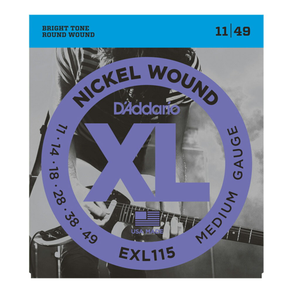 D'Addario EXL115 エレキギター弦×3セットXL Nickel Round Wound独特なブライトサウンド、素晴らしいイントネーション。世界中のミュージシャンからの圧倒的な支持を誇る、言わずと知れたエレキ弦のスタンダード。EXL115Blues / Jazz Rock1st：PL0112nd：PL0143rd：PL0184th：NW028 5th：NW0386th：NW049※3セットでの販売です。　