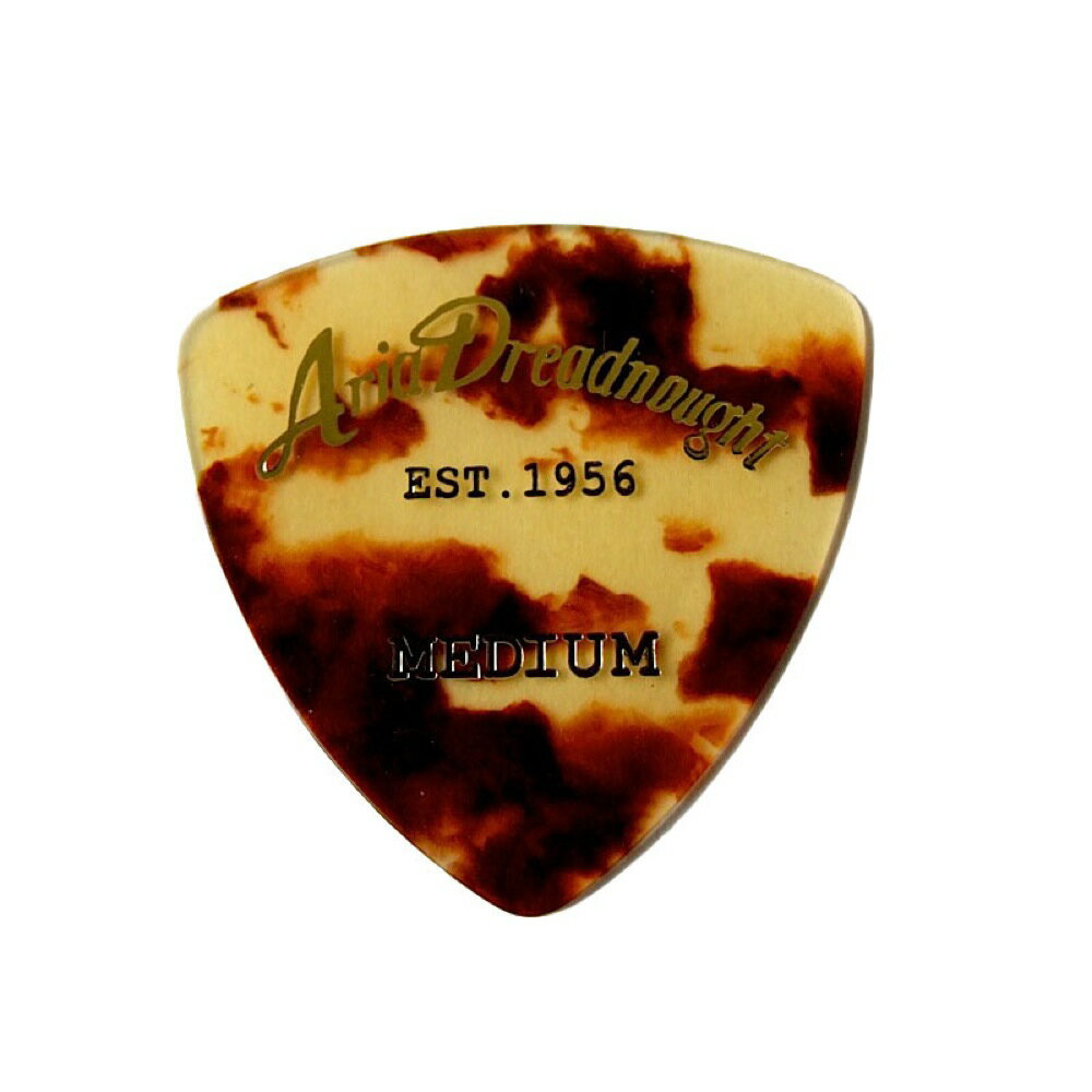 ARIA Aria Dreadnought セルロイド Triangle MEDIUM 0.75mm べっ甲柄×50枚 ギターピック素材：セルロイド形状：トライアングル厚さ：MEDIUM 0.75mmピックカラー：べっ甲柄50枚セットでの販売です。