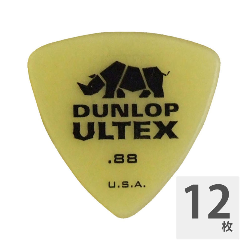 ジムダンロップ ピック 12枚 ULTEX TRIANGLE 426 0.88mm JIM DUNLOP ジムダンピック12枚での販売です。思った通りに弾ける。それがピックに求められるものです。それを提供するのがULTEXです。BLUESに、ROCKに、JAZZに、そしてアコースティックに、それぞれのニュアンス、力強さとスムースさ、そしてクリアーさ、完璧なエッジがそれを引き出します。■Ultex Picks/アルテックスピック・明瞭なスナップ感・使い抜ける耐久性・完璧なエッジ形状・広いダイナミックレンジシェイプ：トライアングル厚さ：0.88mm　