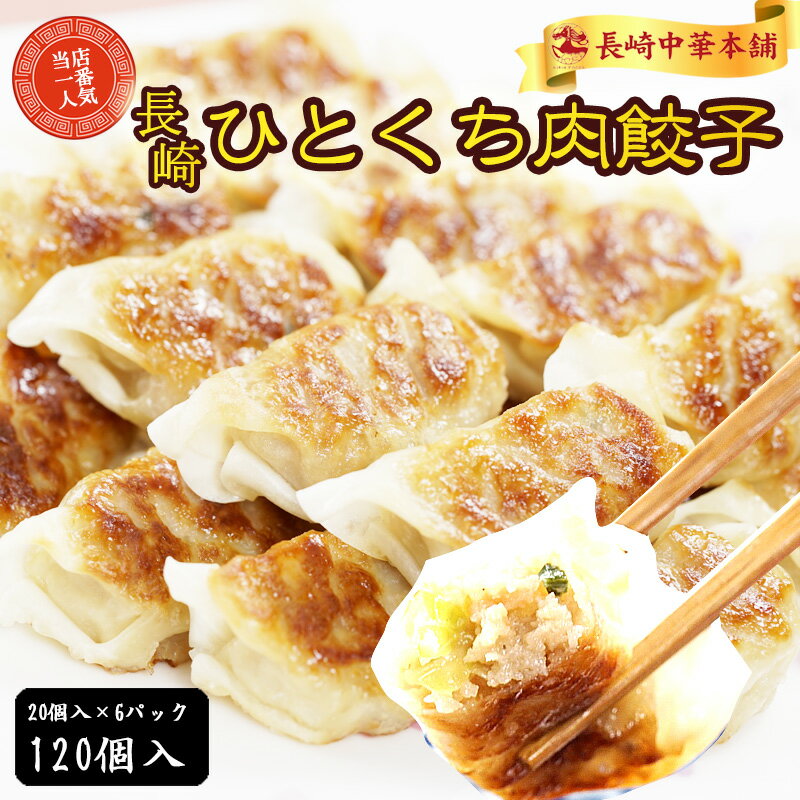 一口餃子 餃子 ひとくち餃子 ぎょうざ 冷凍 長崎ご当地グルメ 工場直売 餃子120個 20個入 6パック 国産豚肉100% ギョーザ ギョウザ タレ付き 中華 点心 お取り寄せ【長崎中華本舗】