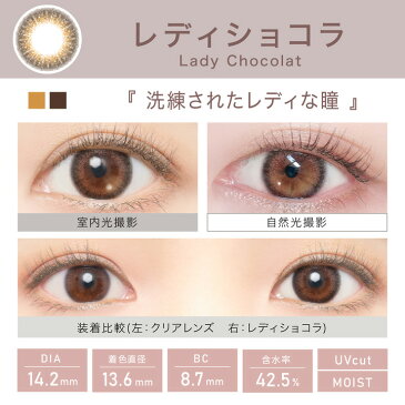 【お試し 10枚入】ビュームワンデー レディショコラ 14.2mm(度あり カラコン 度入り カラーコンタクト フチあり サークルレンズ 1day 1日使い捨て 度なし 本田翼 ナチュラル ブラウン 茶色)