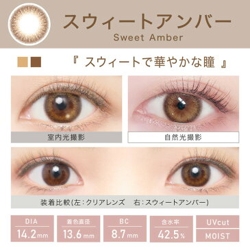 【お試し 10枚入】ビュームワンデー スウィートアンバー 14.2mm(度あり カラコン 度入り カラーコンタクト フチあり サークルレンズ 1day 1日使い捨て 度なし 本田翼 ナチュラル ブラウン 茶色)