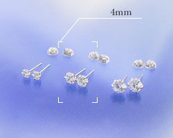 SuperCZシグニティー プラチナ(PT)スタッド ピアス 6本爪ラウンド スーパーキュービックジルコニア(4mm)