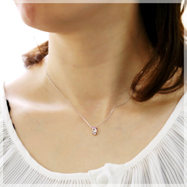 6月誕生石 ブルームーンストーン ネックレス K10ホワイトゴールド（K10WG） レディース ピンクグラデーション マルチカラー 天然石 マルチストーン ペンダント「セレスティーヌ」/製造オーダー品　約20日間納期