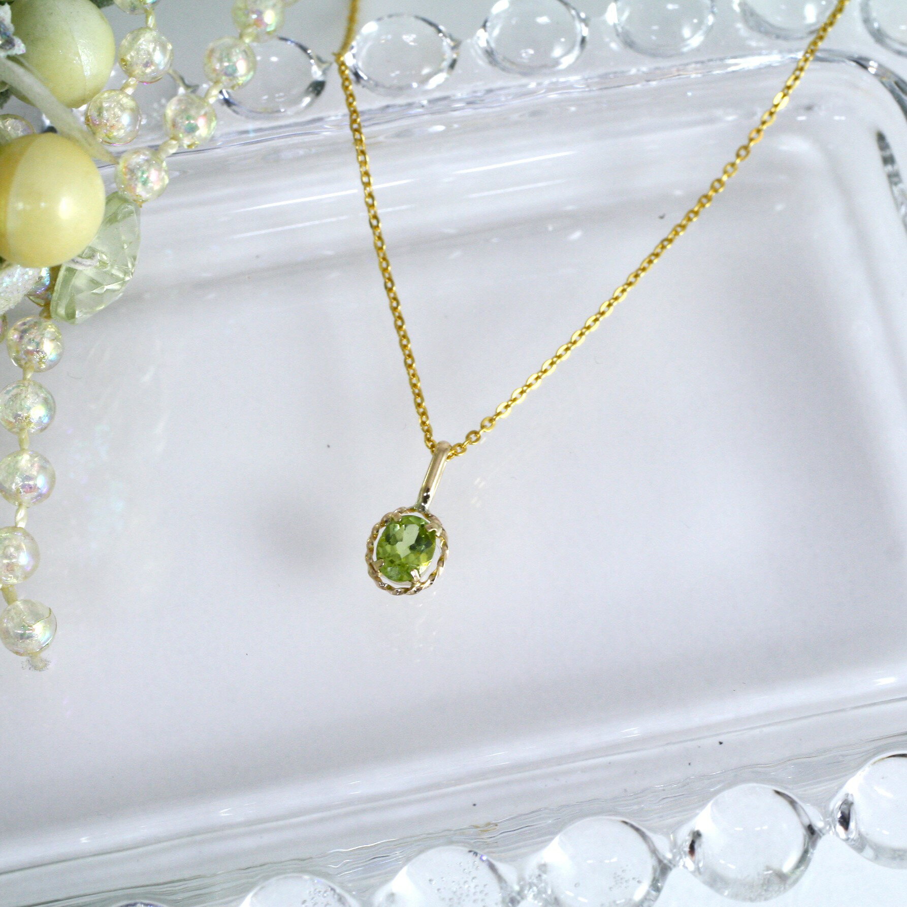 ペリドット ネックレス レディース K10イエローゴールド（K10YG） K14GFチェーン ペンダント 8月誕生石 誕生日プレゼント 彼女 娘 妻 嫁 女性 10代 20代 20歳 30代 40代 50代 60代 60歳 【在庫あり】(4)
