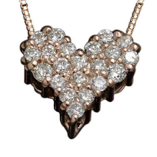 Rakuten - 4月誕生石ネックレス ダイヤモンド0.15ct ネックレス ペンダント パヴェ・ハート「シェリール」【K10ピンクゴールド（K10PG）】国産 日本製【あす楽対応】