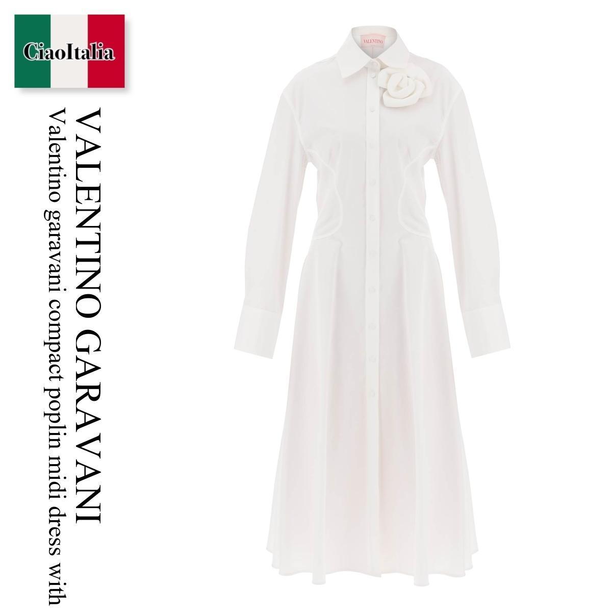 ヴァレンティノ　ドレス バレンチノ / Valentino Garavani Compact Poplin Midi Dress With Rose / 3B3VA4185DN / 3B3VA4185DN 001 / 3B3VA4185DN001 / ワンピース / 「正規品補償」「VIP価格販売」「お買い物サポート」