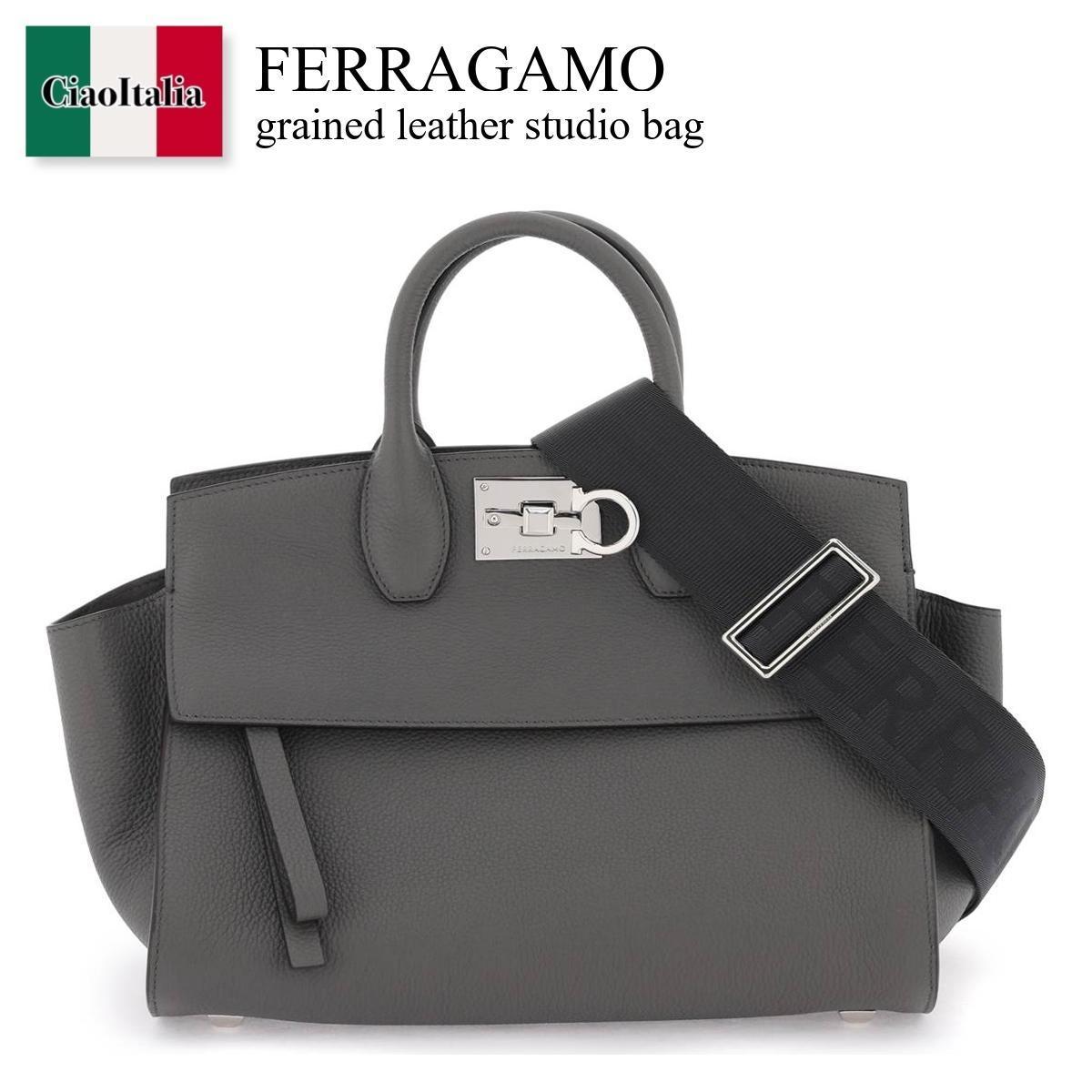 フェラガモ / Ferragamo Grained Leather Studio Bag / 2144930763096 / 2144930763096 002GY / 2144930763096002GY / ハンドバッグ / 「正規品補償」「VIP価格販売」「お買い物サポート」