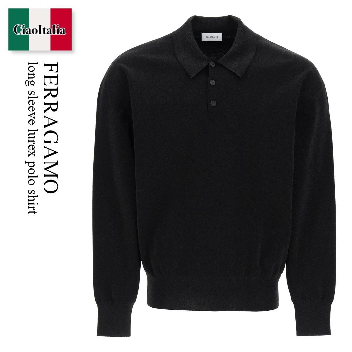 フェラガモ / Ferragamo Long Sleeve Lurex Polo Shirt / 1223100769671 / 1223100769671 001KL / 1223100769671001KL / ポロシャツ / 「正規品補償」「VIP価格販売」「お買い物サポート」