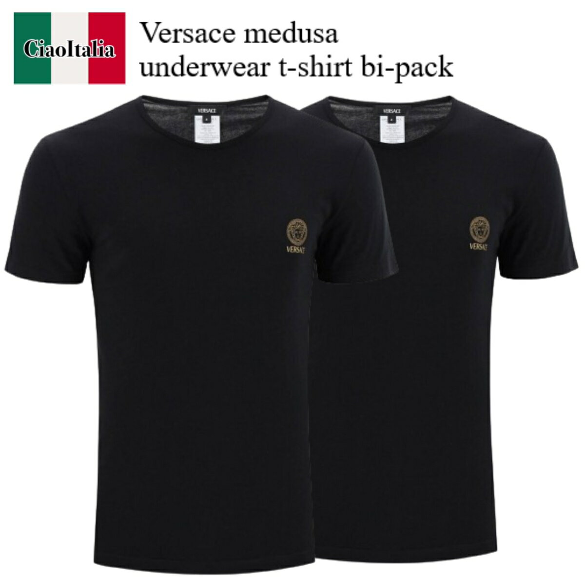 versace ヴェルサーチェ / Versace Medusa Underwear T-Shirt Bi-Pack / AU10193 1A10011 / AU10193 1A10011 A1008 / AU101931A10011A1008 / AU101931A10011 / Tシャツ・カットソー / 「正規品補償」「VIP価格販売」「お買い物サポート」