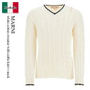 【数量限定・在庫限り・早い者勝ち!】 マルニ / Marni White Cotton Sweater With Cable Knit V-Neck / CVM...